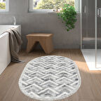 Dekoreko Kaymaz Taban Djt Banyo Halısı Star Pamuk Saçaklı Oval İskandinav F5124