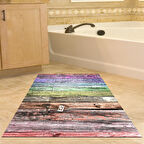 Dekoreko Kaymaz Taban Djt Banyo Halısı Yıldız Deri Modern Mu136