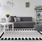 Dekoreko Kaymaz Taban Djt Salon Halısı Yıldız Deri Saçaklı İskandinav M1273