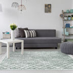 Dekoreko Kaymaz Taban Djt Salon Halısı Yıldız Deri Saçaklı İskandinav F5079