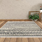 Dekoreko Kaymaz Taban Djt Salon Halısı Yıldız Deri Saçaklı İskandinav Al1104