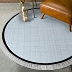 Alanur Home Kaymaz Taban Djt Banyo Mutfak Salon Halı  Trend Saçaklı Yuvarlak Dokuma Desen E5007