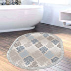 Dekoreko Kaymaz Taban Djt Banyo Halısı Star Pamuk Saçaklı Oval Modern 674M