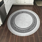 Dekoreko Kaymaz Taban Djt Mutfak Halısı Trend Saçaklı Yuvarlak Modern 626M