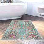 Dekoreko Kaymaz Taban Djt Banyo Halısı Yıldız Deri Saçaklı İskandinav F5009