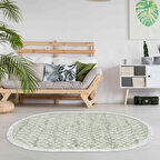 Dekoreko Kaymaz Taban Djt Salon Halısı Yıldız Deri Saçaklı Oval Modern 757