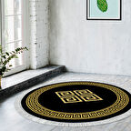 Dekoreko Kaymaz Taban Djt Salon Halısı Yıldız Deri Saçaklı Yuvarlak Modern 656M