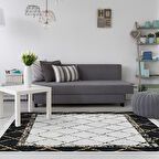 Dekoreko Kaymaz Taban Djt Salon Halısı Yıldız Deri Saçaklı Modern M5129