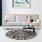 Dekoreko Kaymaz Taban Djt Salon Halısı Yıldız Deri Saçaklı Yuvarlak Modern 659M