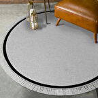 Alanur Home Kaymaz Taban Djt Banyo Mutfak Salon Halı  Trend Saçaklı Yuvarlak Dokuma Desen E5001