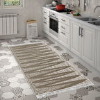 Dekoreko Kaymaz Taban Djt Mutfak Halısı Star Pamuk Saçaklı Modern M5045