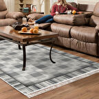 Dekoreko Kaymaz Taban Djt Salon Halısı Yıldız Deri Saçaklı Modern 1913