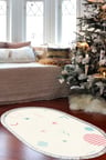 Kaymaz Dijital Mutfak & Salon Halı Trend Saçaklı Oval Geometrik E5015