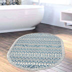 Dekoreko Kaymaz Taban Djt Banyo Halısı Yıldız Deri Saçaklı Oval İskandinav F5082