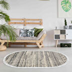 Dekoreko Kaymaz Taban Djt Salon Halısı Star Pamuk Saçaklı Oval İskandinav F5080