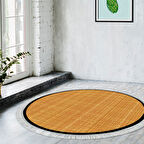 Alanur Home Kaymaz Taban Djt Banyo Mutfak Salon Halı Star Pamuk Saçaklı Yuvarlak Dokuma Desen E5007