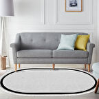 Alanur Home Kaymaz Taban Djt Banyo Mutfak Salon Halı Star Pamuk Saçaklı Oval Dokuma Desen E5001