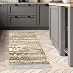 Dekoreko Kaymaz Taban Djt Mutfak Halısı Star Pamuk Saçaklı İskandinav F5080 Silver