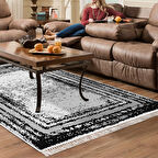 Dekoreko Kaymaz Taban Djt Salon Halısı Yıldız Deri Saçaklı Modern M5132