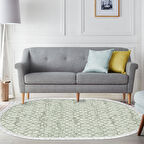 Dekoreko Kaymaz Taban Djt Salon Halısı Star Pamuk Saçaklı Oval Modern 757