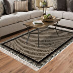 Dekoreko Kaymaz Taban Djt Salon Halısı Yıldız Deri Saçaklı Modern 1912