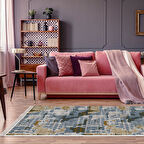 Dekoreko Kaymaz Taban Djt Salon Halısı Yıldız Deri Saçaklı Modern M5015