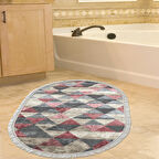 Dekoreko Kaymaz Taban Djt Banyo Halısı Yıldız Deri Saçaklı Oval İskandinav 661M