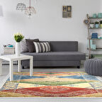 Dekoreko Kaymaz Taban Djt Salon Halısı Yıldız Deri Saçaklı İskandinav S5047