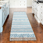 Dekoreko Kaymaz Taban Djt Mutfak Halısı Star Pamuk Saçaklı İskandinav F5082