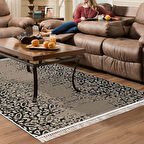 Dekoreko Kaymaz Taban Djt Salon Halısı Yıldız Deri Saçaklı İskandinav Mu123