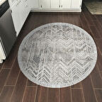 Dekoreko Kaymaz Taban Djt Mutfak Halısı Trend Saçaklı Yuvarlak İskandinav F5083