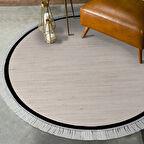 Alanur Home Kaymaz Taban Djt Banyo Mutfak Salon Halı Star Pamuk Saçaklı Yuvarlak Dokuma Desen E5007