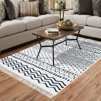 Dekoreko Kaymaz Taban Djt Salon Halısı Yıldız Deri Saçaklı İskandinav F5086