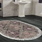Dekoreko Kaymaz Taban Djt Banyo Halısı Trend Saçaklı Oval Modern 659M