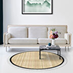 Alanur Home Kaymaz Taban Djt Banyo Mutfak Salon Halı Yıldız Deri Saçaklı Yuvarlak Dokuma Desen E5007