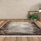 Dekoreko Kaymaz Taban Djt Salon Halısı Yıldız Deri Saçaklı Modern F5049