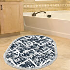 Dekoreko Kaymaz Taban Djt Banyo Halısı Star Pamuk Saçaklı Oval İskandinav F5128