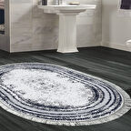 Dekoreko Kaymaz Taban Djt Banyo Halısı Star Pamuk Saçaklı Oval Modern M5132