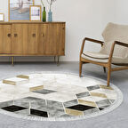 Dekoreko Kaymaz Taban Djt Salon Halısı Star Pamuk Saçaklı Yuvarlak İskandinav 2146M