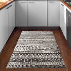 Dekoreko Kaymaz Taban Djt Mutfak Halısı Yıldız Deri İskandinav F5080 Silver