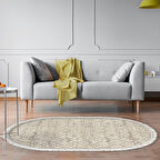 Dekoreko Kaymaz Taban Djt Salon Halısı Star Pamuk Saçaklı Oval Modern 757