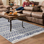 Dekoreko Kaymaz Taban Djt Salon Halısı Yıldız Deri Saçaklı İskandinav F5082