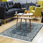 Dekoreko Kaymaz Taban Djt Salon Halısı Yıldız Deri Saçaklı Modern M5142