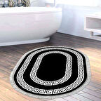 Dekoreko Kaymaz Taban Djt Banyo Halısı Yıldız Deri Saçaklı Oval Modern 650M