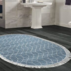 Dekoreko Kaymaz Taban Djt Banyo Halısı Trend Saçaklı Oval İskandinav F5084