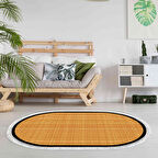 Alanur Home Kaymaz Taban Djt Banyo Mutfak Salon Halı Star Pamuk Saçaklı Oval Dokuma Desen E5007