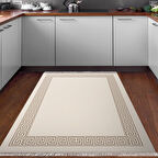 Dekoreko Kaymaz Taban Djt Mutfak Halısı Yıldız Deri Saçaklı Modern Kt493