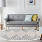 Dekoreko Kaymaz Taban Djt Salon Halısı Trend Saçaklı Oval İskandinav F5085