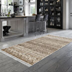 Dekoreko Kaymaz Taban Djt Mutfak Halısı Yıldız Deri Saçaklı İskandinav F5087