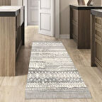 Dekoreko Kaymaz Taban Djt Mutfak Halısı Star Pamuk Saçaklı İskandinav F5080 Silver